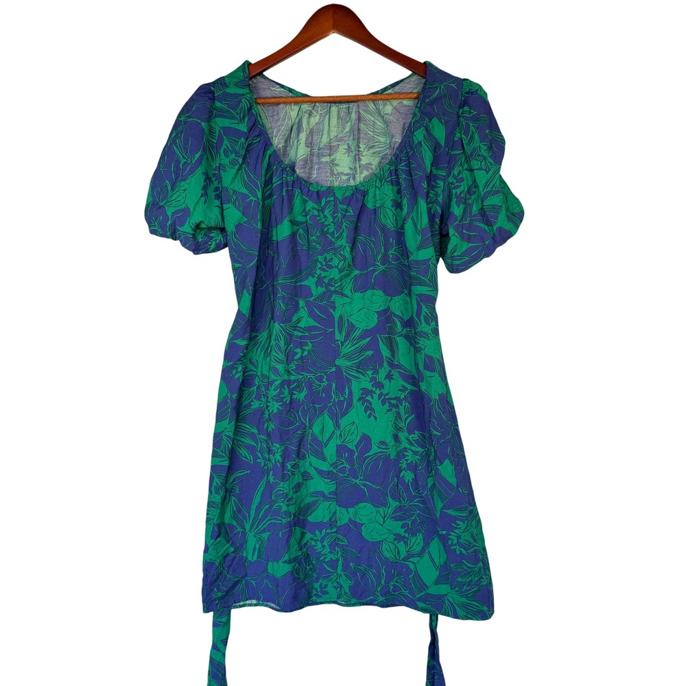 Tropical Floral Puff Sleeve Mini Dress Sz Medium | NWT | Stella & Julie Tahari - Picture 6 of 8